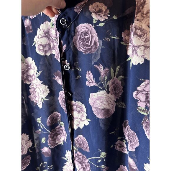 ModCloth Floral Long Sleeve Sheer Button Up Shirt Womens 3X Blouse Work Top Flaw - Picture 4 of 10